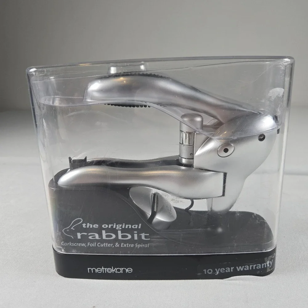 Metrokane Original Rabbit Lever Corkscrew‎ Wine Opener Set Foil Cutter Silver